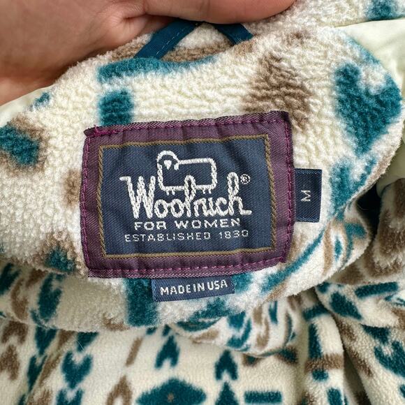 90s Vintage Woolrich Blue Bomber Jacket Nylon Fleece Made In USA Women’s Size M - Picture 5 of 6